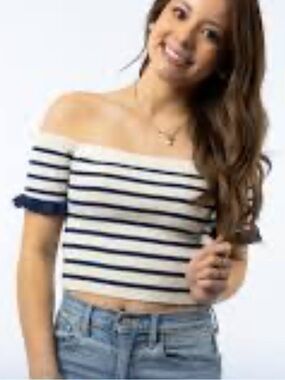 New Altar’d State Off The Shoulder Striped Sweater Top